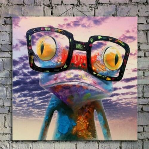 100% hand painted Cartoon Oil Painting on Canvas Abstract Animal Wall Art for Home Decoration Happy Frog pictures DM91801186