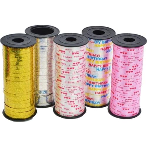 100Yards Laser Balloon Ribbon HAPPY BIRTHDAY Ribbon For Balloons Globos Accessories Wedding Birthday Home Decoration Lint 8Z