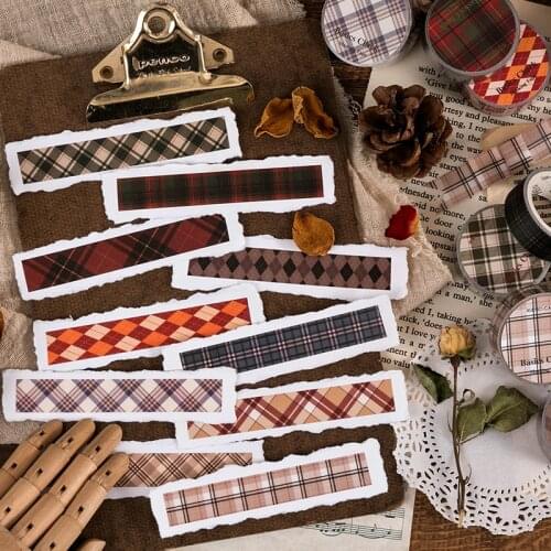 15mm Vintage British checks plaid grid lattice winter pattern washi tape DIY Planner diary scrapbooking masking tape
