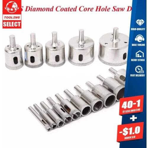 15Pcs/Set 6mm-50mm Diamond Coated Hole Saw Tile Drill Bits For Glass Ceramic Porcelain Marble Drilling Bit