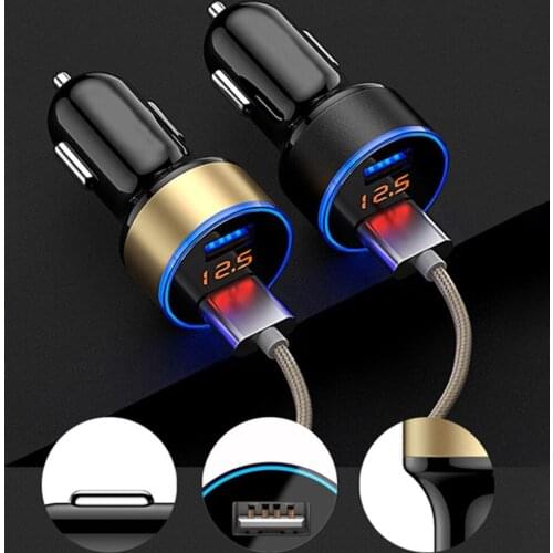 3.1A Dual USB Car Charger 2 Port LCD Display 12-24V Cigarette Socket Lighter Car USB Charger Dual USB Car Phone Charger Adapter