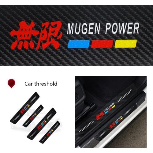 4PCS Car Thicken Door Sill Scuff Anti Scratch Welcome Pedal Threshold Carbon Fiber Protect Stickers For Honda Mugen Power Civic