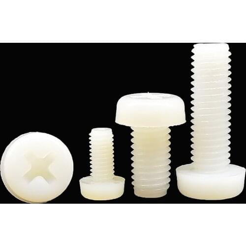 5/10/20/50pcs M2 M2.5 M3 M4 M5 M6 M8 M10 GB818 White Nylon Plastic Insulating Cross Recessed Phillips Pan Round Head Bolt Screw