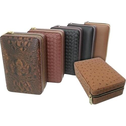 5pcs Humidor Storage Box Travel Cigar Case Box 4pcs Holder Leather Cedar Wood Cigar Humidor Kit Humidifier Accessories Mixorder