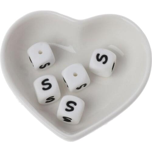 5pcs Letter Silicone Beads Baby Teether Beads Chewing Alphabet Bead For Personalized Name DIY Teething Necklace Gifts12mm