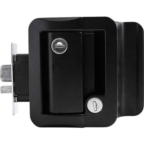 White RV Entry Door Lock Handle Knob W/ Deadbolt Camper Travel Trailer Latch Key Caravan Panel Lock