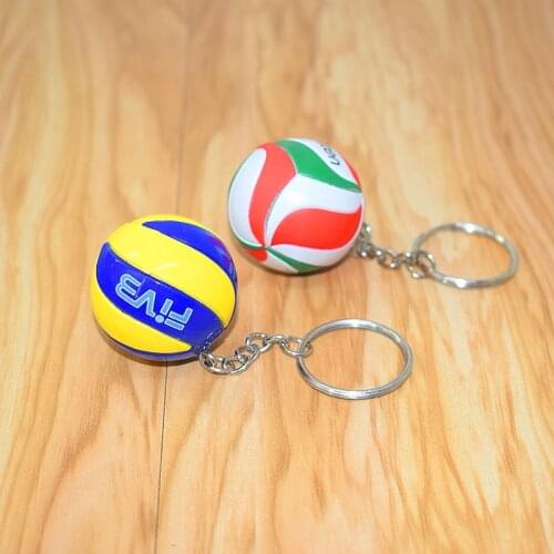 FREE SHIPPING BY DHL 100pcs/lot New 3.8cm Mini PVC Volleyball Keychains Volleyball Shaped Keyrings for Sports Gifts