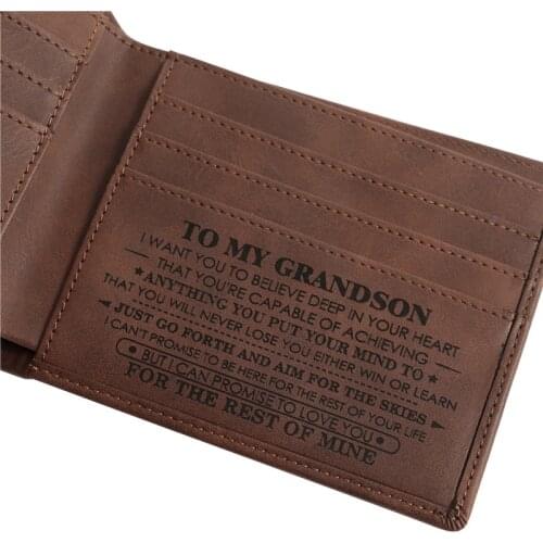 VP Mens Wallet Engraving Engraved Words Purse PU Leather Card Holder For Men Boy Birthdays Christmas Anniversary Gift