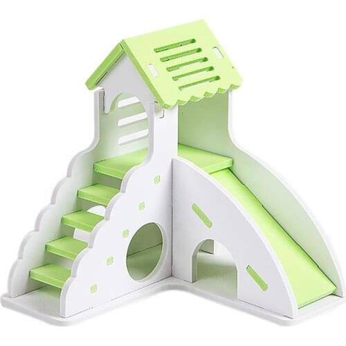 Wood Plastic Board Hamster Hideout House Non-Toxic Double Layer Hamster House Small Pet Hideout Chinchilla Guinea Pet Supplies