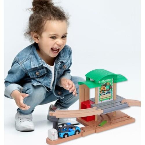 Wooden Railway Train Track Accessories Beech Wooden Tracks Set Bridge Parts Train Toys