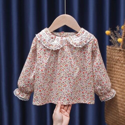 Girls Kids Floral Blouses Cotton Toddler Infant Baby Flowers Clothes Ruffles Sweet Shirts Children Casual Tops Clothing Gifts