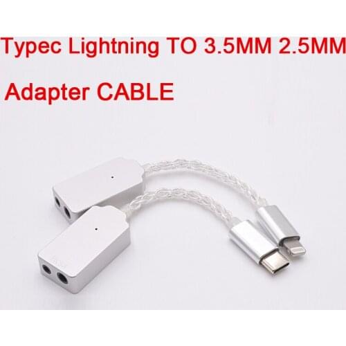 DYKB typec lightning TO 3.5MM 2.5MM Balanced portable decoding amp DAC amplifier Headphone audio adapter CABLE f Android iPhone