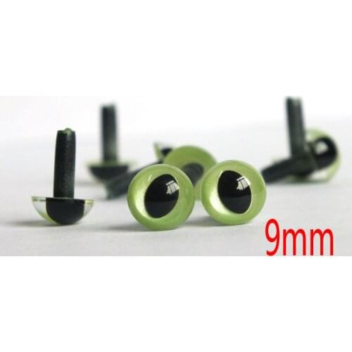 9mm OLIVE CAT / FISH amiguumi animal plastic craft safety eyes--green