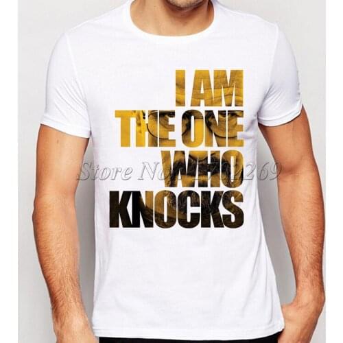 New mens walt white printed Breaking Bad t shirt short sleeve creative I am the one who knocks design tops hipster fashion tee