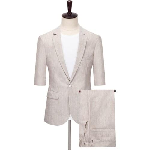 Classic Mens Summer Casual Suits 2021 High-end Customized Pure Color Slim Business Formal Wear High Quality Tuxedo / 2 Pieces