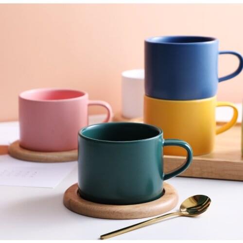 Coffee Mug Ceramic Milk Latte Cup CuteTumbler Cups And Mugs Brief Pure Color Coffe Tazas Creative Gift Tumblers