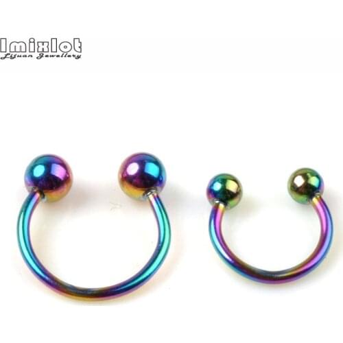 10pcs Stainless Steel Anodized Circular Barbell Horseshoe CBR Septum Lip Labret Eyebrow Nose Ring Nipple Piercing Body Jewelry