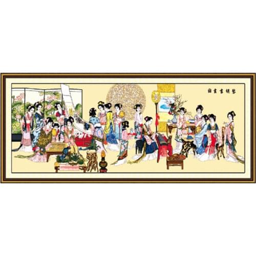 Lyre-playing chess calligraphy and painting(1) cross stitch kit Pattern printed canvas DMC embroidery DIY handmade needlework