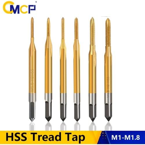 CMCP HSS Thread Tap M1 M1.2 M1.4 M1.6 M1.7 M1.8 Metal Screw Hole Tap Drill Titanium Coated Right Hand Tap Drill Machine Tap