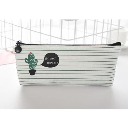 Back To School Students Party gift Canvas Cactus Pencil Pen Cartoon Bag Storage Zipper Pouch Purse for school Christmas Present