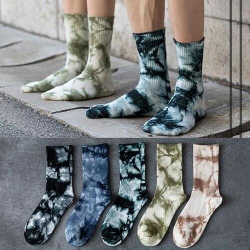 New Fashion Couples Men and Women Socks Cotton Colorful Vortex Tie-dye Harajuku Hip Hop Skateboard Funny Happy Weed Tube Socks
