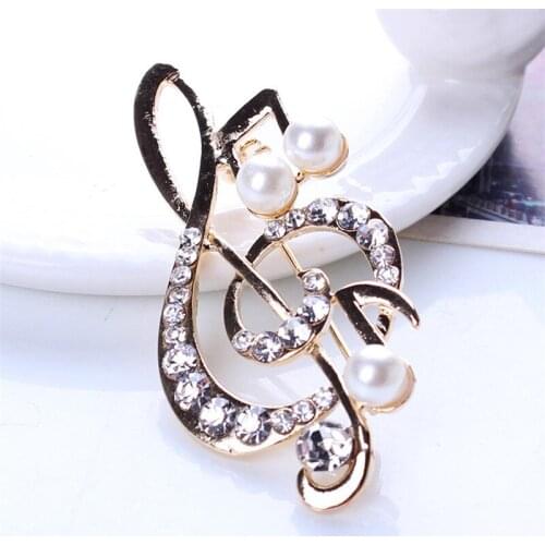 New 1pc Elegant Music Note High-Grade Lovely Crystal Brooch Fashion Jewelry Rhinestone Pin Christmas Gift 5.6cm*3cm
