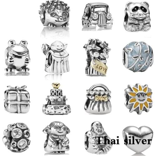 2019 new Thai Silver Retro Snake Frog Hedgehog Angel Car Gift Cake Panda Beaded Charm Collection Original Limited Edition Style