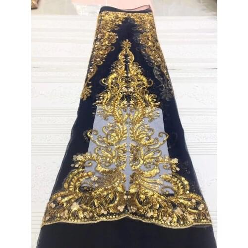 New Design African French Lace Fabric with sequin and beads High Quality Nigerian SYJ-388682 African Cord Lace For Dress