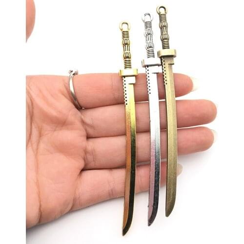 One Pair Antique Tibetan Silver Sword Making Pendant Dangle Earring DIY Alloy Accessory Handmade Jewelry For Women Cosplay A905