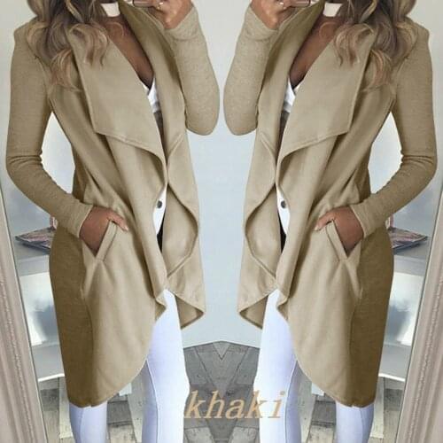 Solid Women Coat Long Windbreaker Woman Fall Vintage Clothes Fashion Plus Size Clothes WomenS Windbreakers Black Womenswear