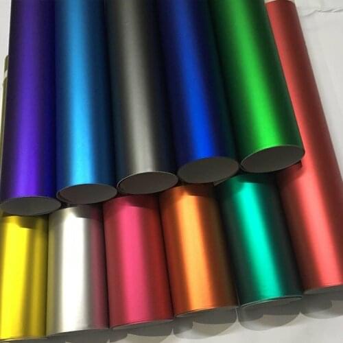 2020 New 13 Colors Red Blue Gold Green Purple Matte Satin Chrome Vinyl Wrap Film Sticker Decal Bubble Free Car Wrapping Film