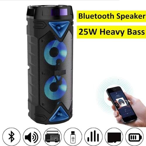 Portable bluetooth Wireless Speaker 25W HiFi Heavy Bass MP3 Music Player Boombox Waterproof USB TF FM Radio Speaker Subwoofer