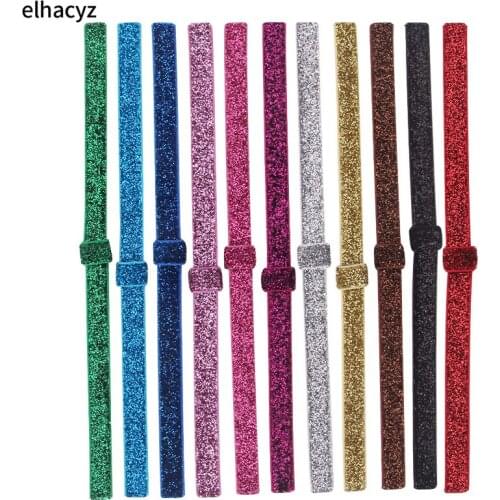 12pcs/lot 2021 New Glitter Candy Colors Headbands FOE Band Hair Elastic Band Adjustable Hairband Girls Kids DIY Hair Accessories