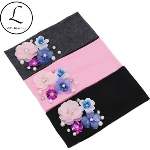 GZHILOVINGL Cotton Wide Turban Headbands For Women Elastic Headwrap Hair Bands Headband Flower Head Wrap Headwear Accessories