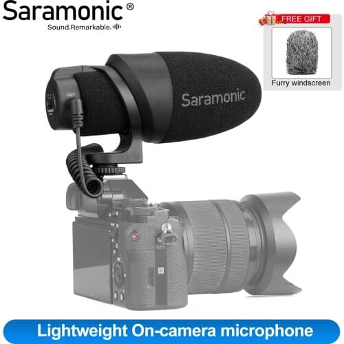 Saramonic CamMic/CamMic+ Lightweight On-camera Microphone with Integrated Shock Mount & Indicator for DSLR Canon Nikon Cameras