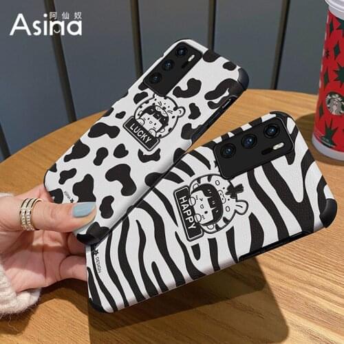 ASINA Imitation Lambskin Case For Huawei P40 P30 P20 Pro Cover Cartoon Bumper Silicone Cases For Nova 3 3i 4 5t 6 7 8 Coque Girl