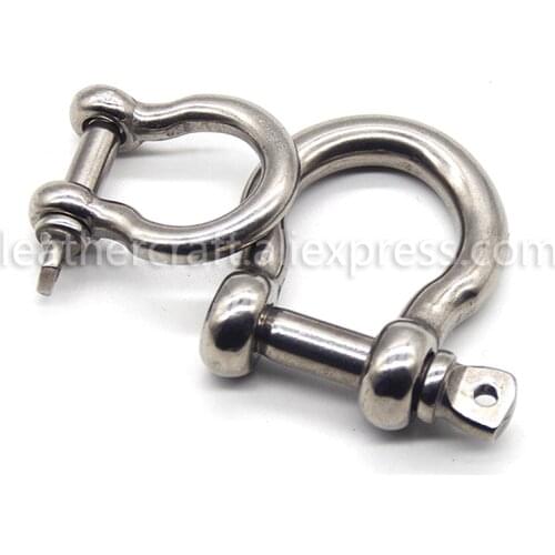 1 pcs Stainless Steel Staples Carabiner D Bow Shackle Fob Key Ring Keychain Hook Screw Joint Connector Buckle Solid Metal