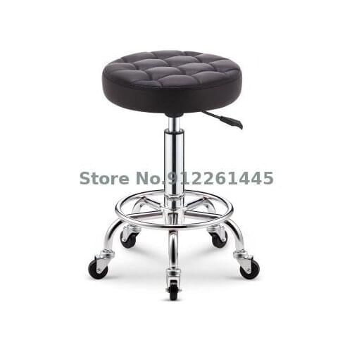 Beauty stool barber shop chair hairdresser rotating lifting round stool manicure stool pulley large work stool makeup hair salon