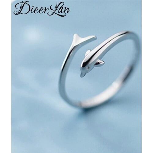 Vintage Silver Color Fish Rings For Women Jewelry Beautiful Finger Open Rings For Party Birthday Gift 2021