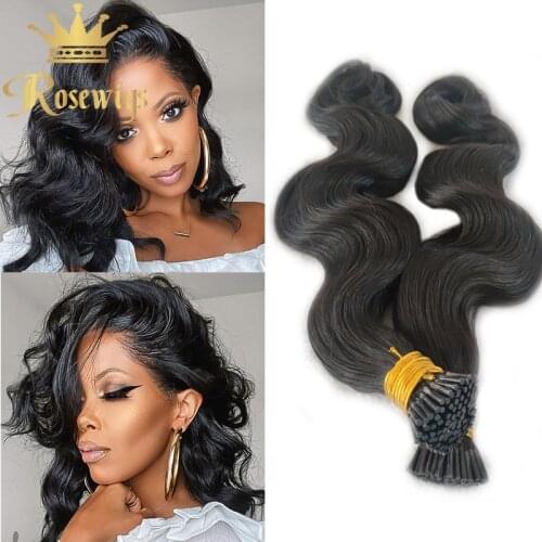 Brazilian Body Wave I Tip Virgin 100% Human Cheap Keratin High Quality Hair Extensions Natural Black 100 strands For Women