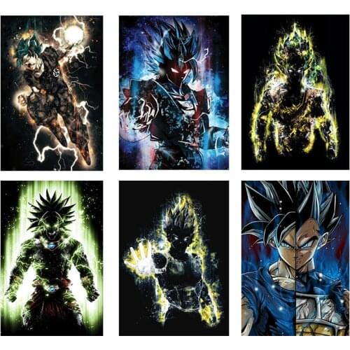 Japanese Cartoon Anime Dragon Ball Goku Vegeta Super Warrior Poster Canvas Painting Mural Living Room Bedroom Home Decoration