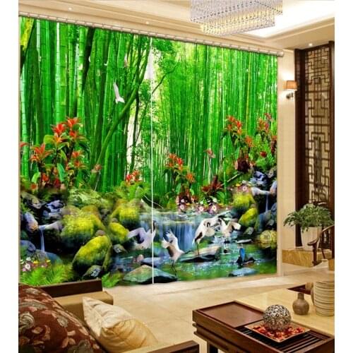 Green curtains 3D Window Curtain Dinosaur print Luxury Blackout For Living Room Blackout bamboo curtain