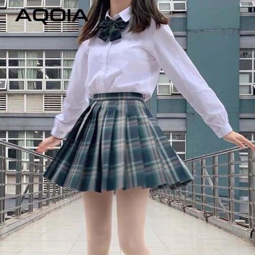 Lolita Style Plaid Women Pleated JK Skirt Harajuku Y2K Sexy High Waist Mini Woman Skirts 2020 Autumn Fashion Japan Cosplay Suit