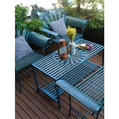 Zq Garden Distressed Table and Chair Kits Balcony Villa Peacock a Double Chair Park Chair Courtyard