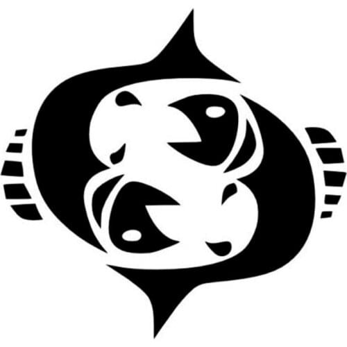 12cm * 11.5cm Cartoon Pisces Fun Car Model Sticker PVC Fashion Car Motorcycle Applique Black/Silver/White/Red/Laser