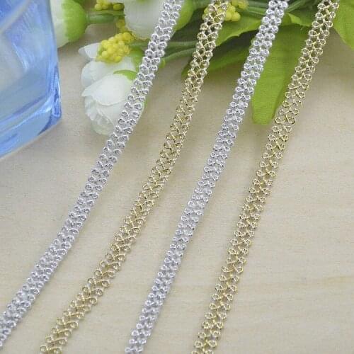 20Metres Gold Silver Curve Edge Lace Sewing Eight Chain Lace Trim DIY Clothes Accessories Centipede Braided Ribbon Lace