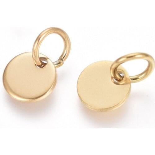 20pcs Flat Round Vacuum Plating Stainless Steel Stamping Blank Dog Tag Pendants Charms for DIY Bracelet Jewelry Golden/Rose Gold