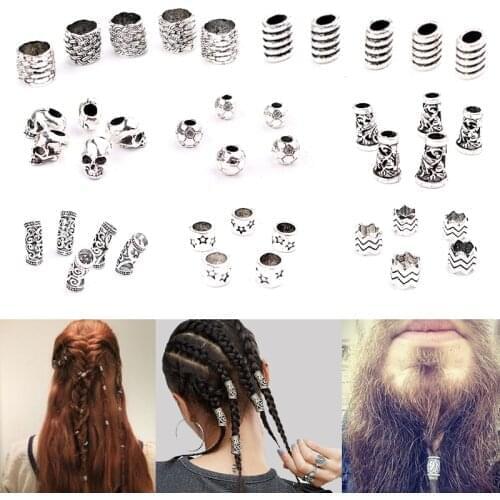 5Pcs/Set Hair Jewelry Swirl Beard Bead Dreadlock Beads Ring Hair Braiding Metal Women Fashion Headdress