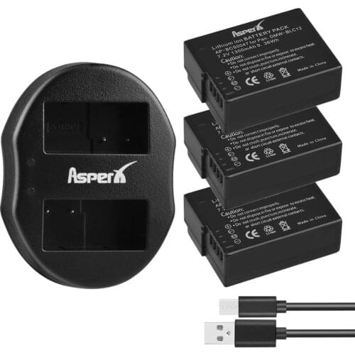 3Pack DMW-BLC12,BLC12E,BLC12PP,BLC12 Battery+Dual Charger/USB Cable for Panasonic Lumix FZ1000,FZ200,FZ300,DMC-GX8,G5,G6,G7,GH2