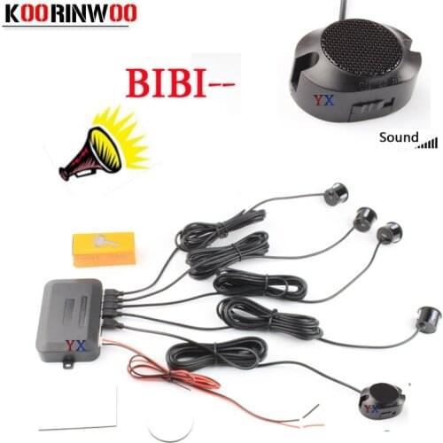 Koorinwoo Car Parking Sensor Parktronics 4 Black/silver/white 22mm Adjustable Speaker Reverse Backup Radar Buzzer Alarm System